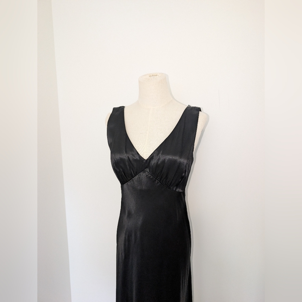Vintage ALGO Black Satin Maxi Dress - Picture 2 of 11